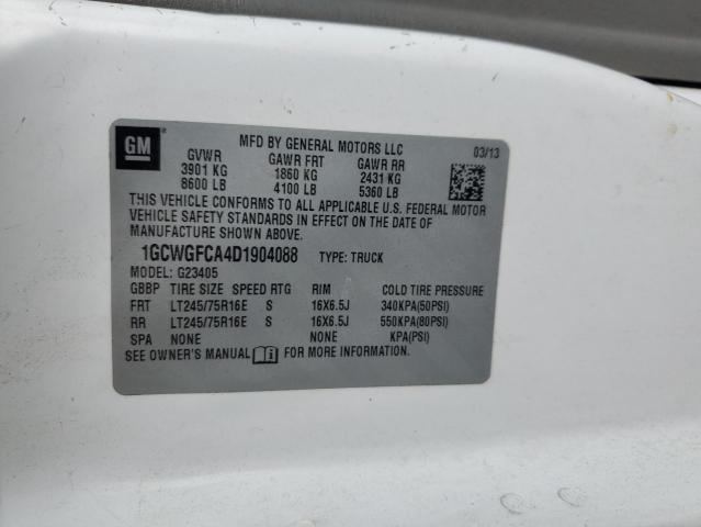 1GCWGFCA4D1904088 - 2013 CHEVROLET EXPRESS G2 WHITE photo 12