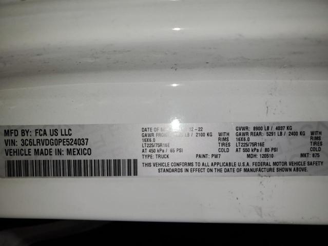 3C6LRVDG0PE524037 - 2023 RAM PROMASTER 2500 HIGH WHITE photo 13