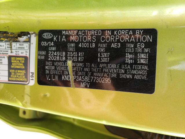 KNDJP3A58E7730295 - 2014 KIA SOUL + GREEN photo 12