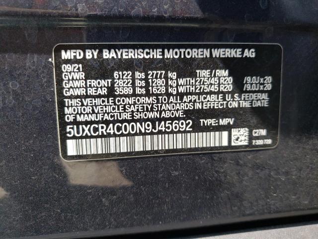 5UXCR4C00N9J45692 - 2022 BMW X5 SDRIVE 40I CHARCOAL photo 13