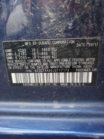 4S3GTAA60J3717173 - 2018 SUBARU IMPREZA BLUE photo 12