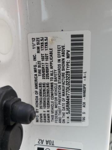 5J6RM4H77DL023228 - 2013 HONDA CR-V EXL WHITE photo 13