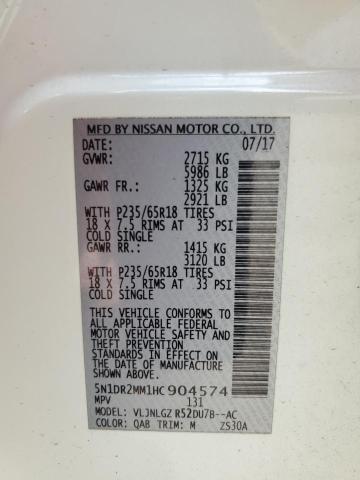 5N1DR2MM1HC904574 - 2017 NISSAN PATHFINDER S 白色 照片 13