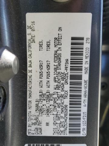 3TMAZ5CN4GM026090 - 2016 TOYOTA TACOMA DOUBLE CAB GRAY photo 13