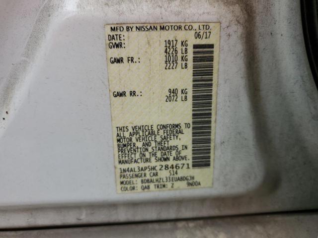 1N4AL3AP5HC284671 - 2017 NISSAN ALTIMA 2.5 白色 照片 12