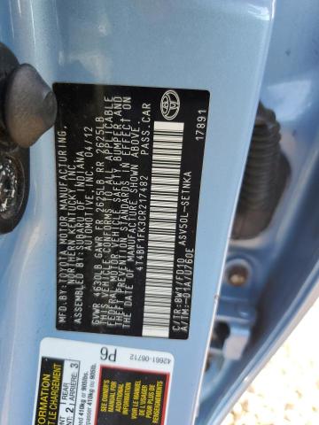 4T4BF1FK3CR217482 - 2012 TOYOTA CAMRY BASE 蓝色 照片 12