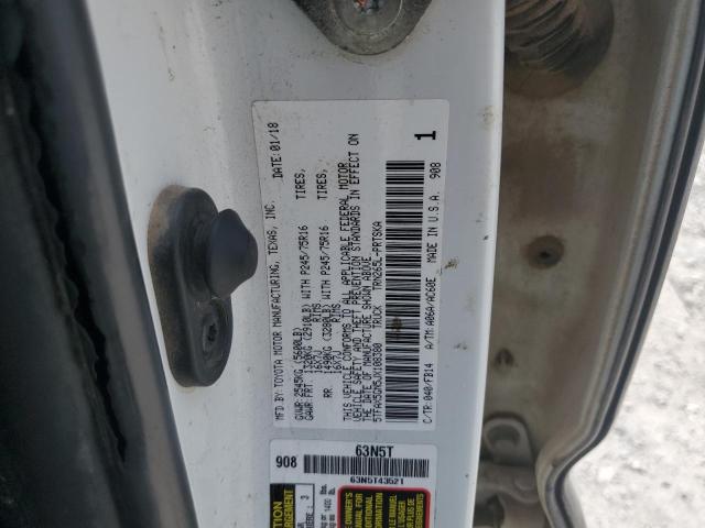 5TFAX5GN5JX108380 - 2018 TOYOTA TACOMA DOUBLE CAB Белый фото 12
