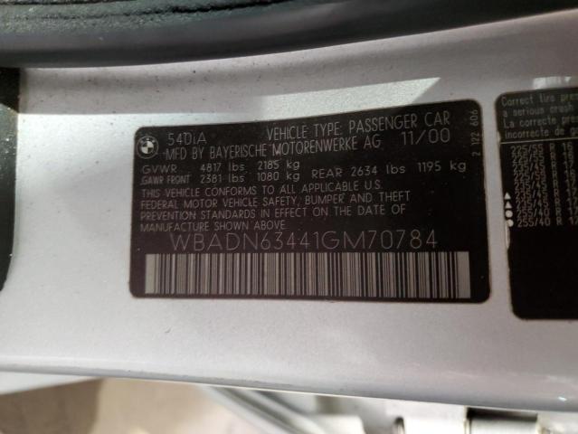WBADN63441GM70784 - 2001 BMW 540 I AUTOMATIC SILVER photo 12