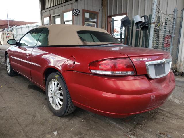 1C3EL55R92N239350 - 2002 CHRYSLER SEBRING LXI BURGUNDY photo 3