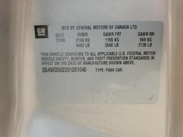 2G4WD582291261046 - 2009 BUICK LACROSSE CXL ოქროსფერი ფოტო 12