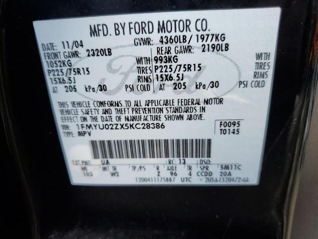 1FMYU02ZX5KC28386 - 2005 FORD ESCAPE XLS BLACK photo 13