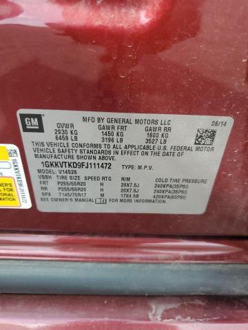 1GKKVTKD9FJ111472 - 2015 GMC ACADIA DENALI BURGUNDY photo 13