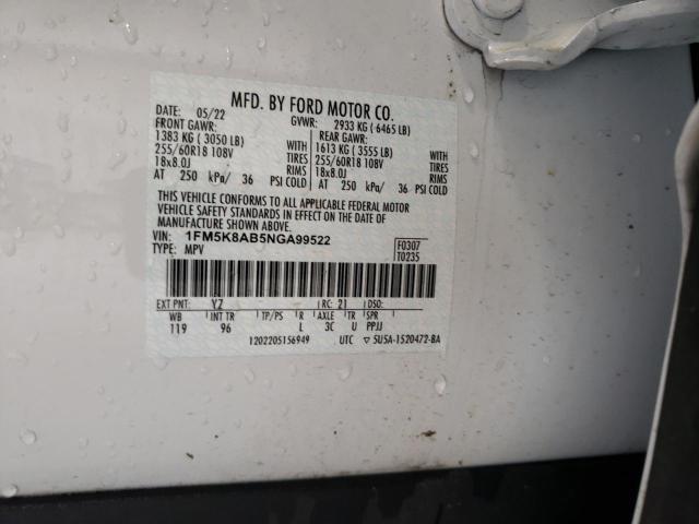 1FM5K8AB5NGA99522 - 2022 FORD EXPLORER POLICE INTERCEPTOR 白色 照片 13