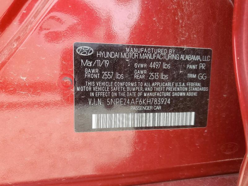 5NPE24AF6KH783924 - 2019 HYUNDAI SONATA SE Qırmızı foto 13