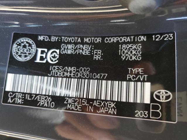 JTDBDMHE0R3010477 - 2024 TOYOTA COROLLA LE BLACK photo 12