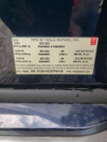 5YJSA1H22EFP64149 - 2014 TESLA MODEL S 蓝色 照片 12