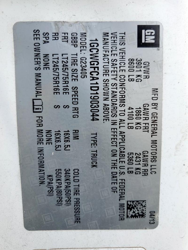 1GCWGFCA1D1903044 - 2013 CHEVROLET EXPRESS G2 Blanc photo 13