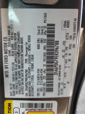 3FA6P0G79ER396788 - 2014 FORD FUSION S GRAY photo 12