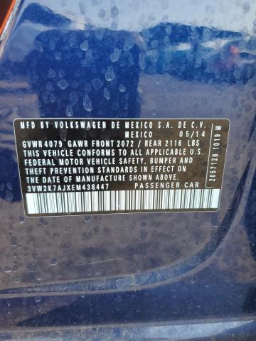 3VW2K7AJXEM438447 - 2014 VOLKSWAGEN JETTA BASE 蓝色 照片 13