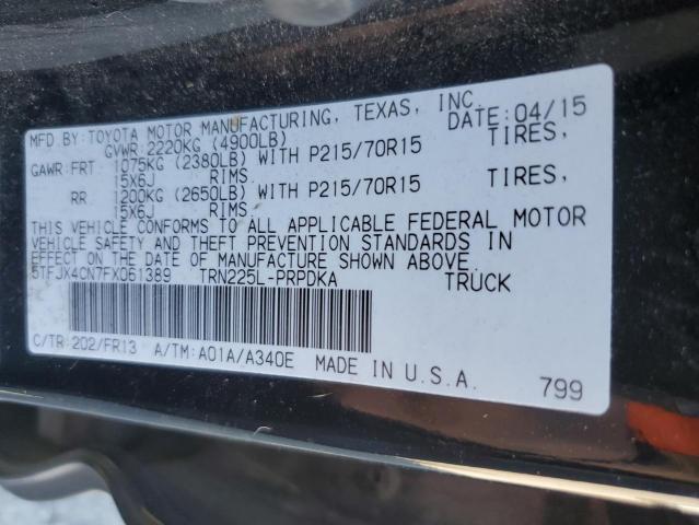 5TFJX4CN7FX061389 - 2015 TOYOTA TACOMA DOUBLE CAB BLACK photo 12