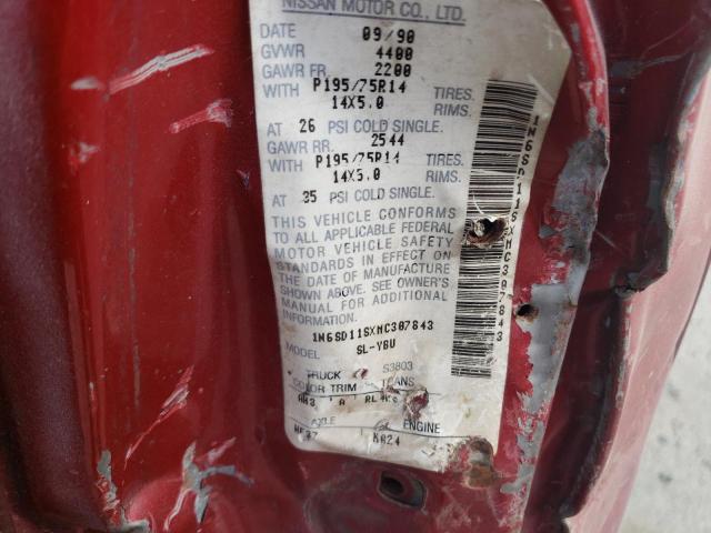 1N6SD11SXMC307843 - 1991 NISSAN TRUCK SHORT WHEELBASE RED photo 12