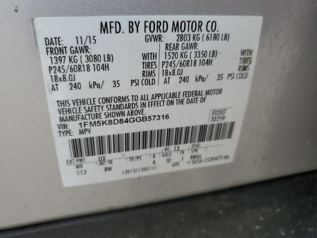 1FM5K8D84GGB57316 - 2016 FORD EXPLORER XLT Gümüş foto 13