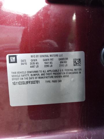 1G11C5SL8FF302781 - 2015 CHEVROLET MALIBU 1LT 勃艮第红 照片 12