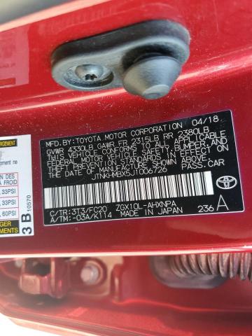 JTNKHMBX5J1006726 - 2018 TOYOTA C-HR XLE Красный фото 13