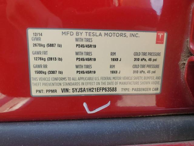 5YJSA1H21EFP63588 - 2014 TESLA MODEL S Qırmızı foto 12