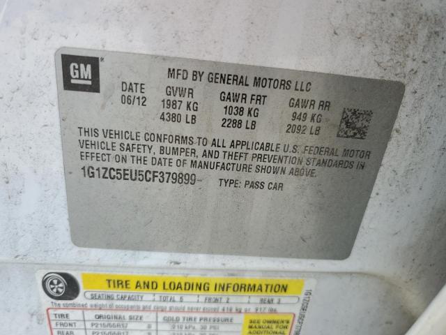 1G1ZC5EU5CF379899 - 2012 CHEVROLET MALIBU 1LT WHITE photo 12