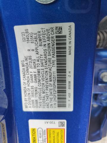 2HGFE2F50PH525111 - 2023 HONDA CIVIC SPORT ლურჯი ფოტო 12