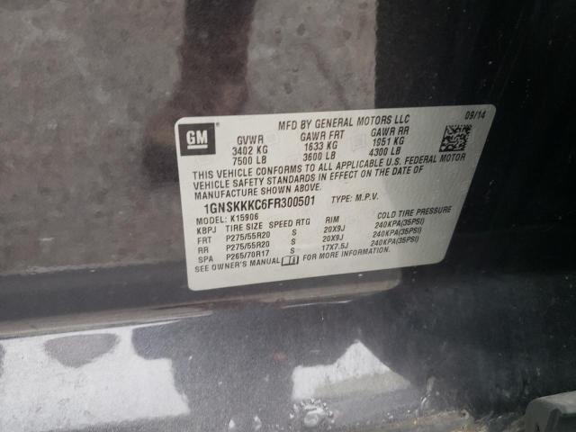 1GNSKKKC6FR300501 - 2015 CHEVROLET SUBURBAN K1500 LTZ GRAY photo 13