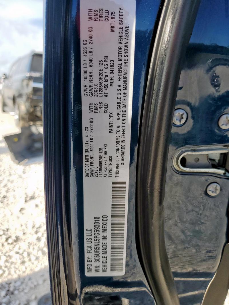 3C6UR5NL5PG593018 - 2023 RAM 2500 LARAMIE Niebieski zdjęcie 13