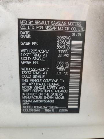 KNMAT2MT5KP534861 - 2019 NISSAN ROGUE S Սպիտակ լուսանկար 14