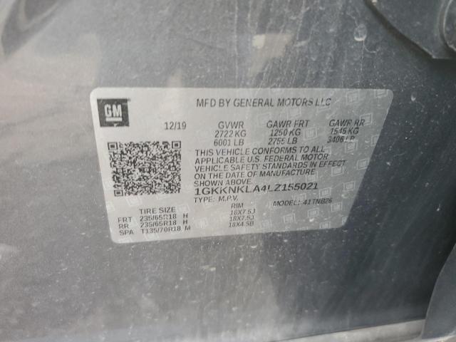 1GKKNKLA4LZ155021 - 2020 GMC ACADIA SLE GRAY photo 12