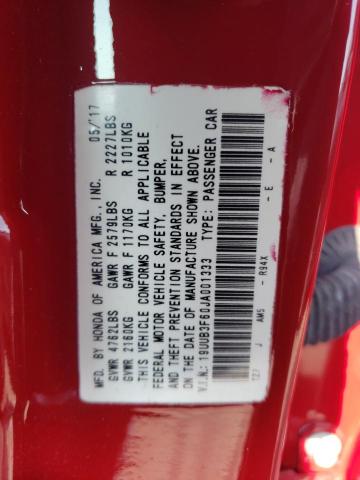 19UUB3F60JA001333 - 2018 ACURA TLX TECH+A Կարմիր լուսանկար 12