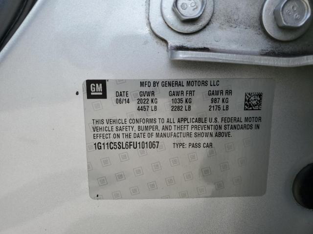 1G11C5SL6FU101067 - 2015 CHEVROLET MALIBU 1LT 银色 照片 12