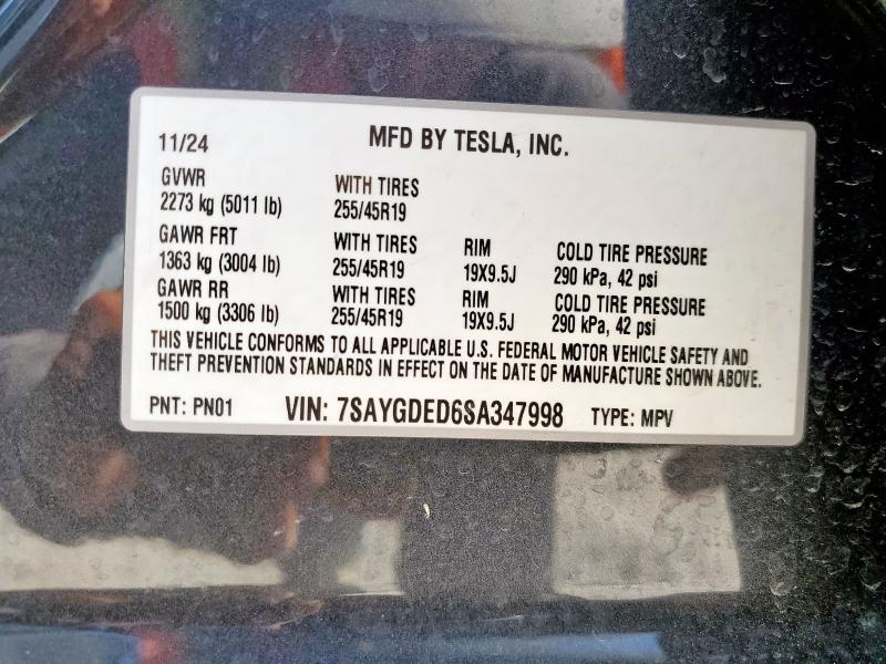 7SAYGDED6SA347998 - 2025 TESLA MODEL Y გრაფიტი ფოტო 13