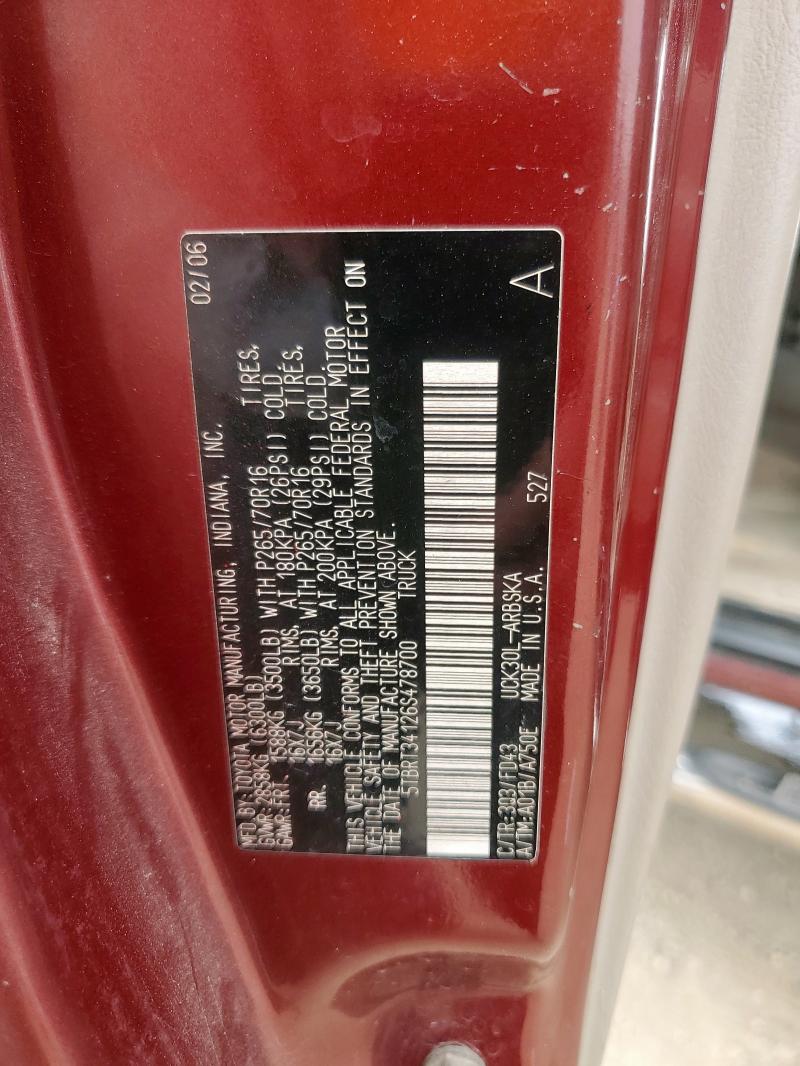 5TBRT34126S478700 - 2006 TOYOTA TUNDRA ACCESS CAB SR5 MAROON photo 13