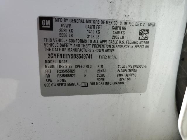 3GYFNEEY5BS549741 - 2011 CADILLAC SRX PERFORMANCE COLLECTION Ақ фото 13