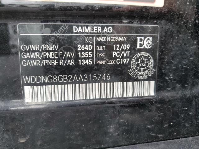 WDDNG8GB2AA315746 - 2010 MERCEDES-BENZ S 550 4MATIC BLACK photo 12