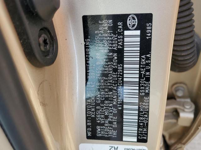 4T1BK3DB4CU472985 - 2012 TOYOTA AVALON BASE Bej foto 12