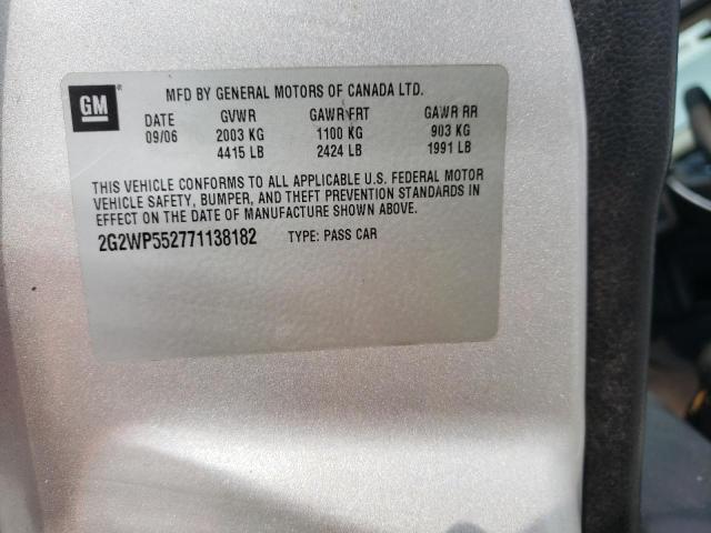 2G2WP552771138182 - 2007 PONTIAC GRAND PRIX 银色 照片 12