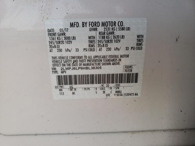 2LMPJ6LP9HBL38305 - 2017 LINCOLN MKX RESERVE Սպիտակ լուսանկար 14