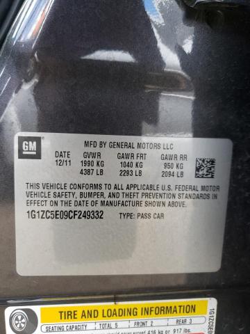 1G1ZC5E09CF249332 - 2012 CHEVROLET MALIBU 1LT 灰色 照片 12