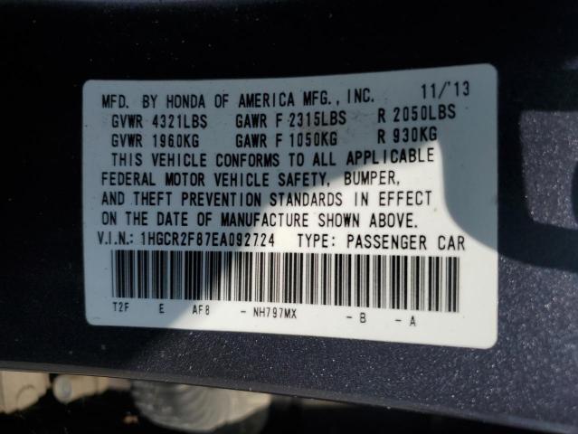 1HGCR2F87EA092724 - 2014 HONDA ACCORD EXL GRAY photo 12