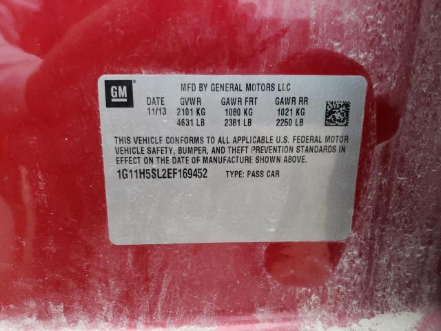 1G11H5SL2EF169452 - 2014 CHEVROLET MALIBU LTZ წითელი ფოტო 12
