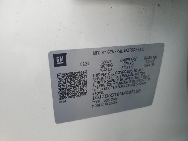 1G1ZD5ST8MF007158 - 2021 CHEVROLET MALIBU LT WHITE photo 12