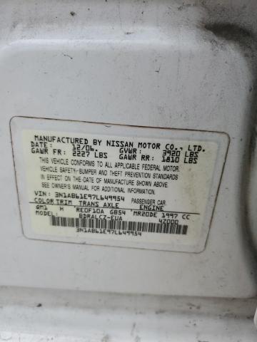 3N1AB61E97L649954 - 2007 NISSAN SENTRA 2.0 WHITE photo 13