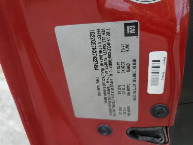 1G2ZG57NX74227494 - 2007 PONTIAC G6 BASE 红色 照片 12